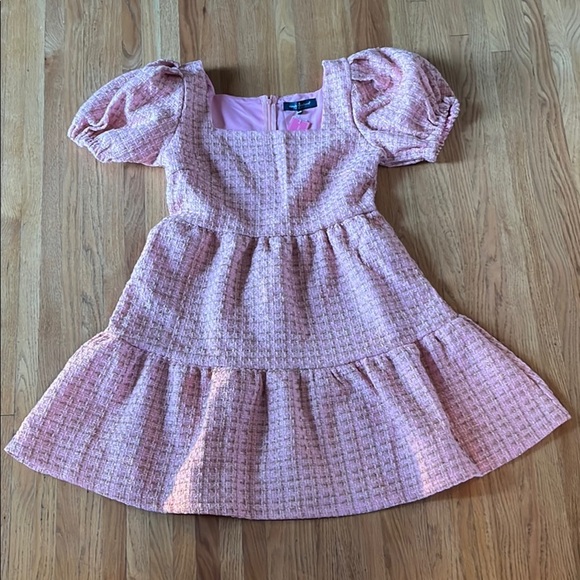 Simply Southern Pink and Gold Puff Sleeve Sundress - Picture 1 of 5